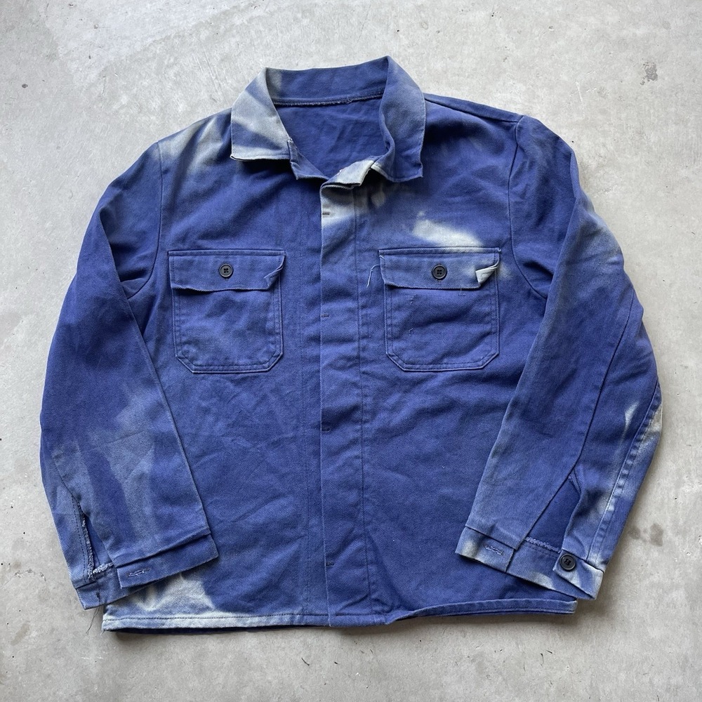 Vintage 60s French Workwear Chore Jacket Two Pocket Distressed Faded Boxy 23x25